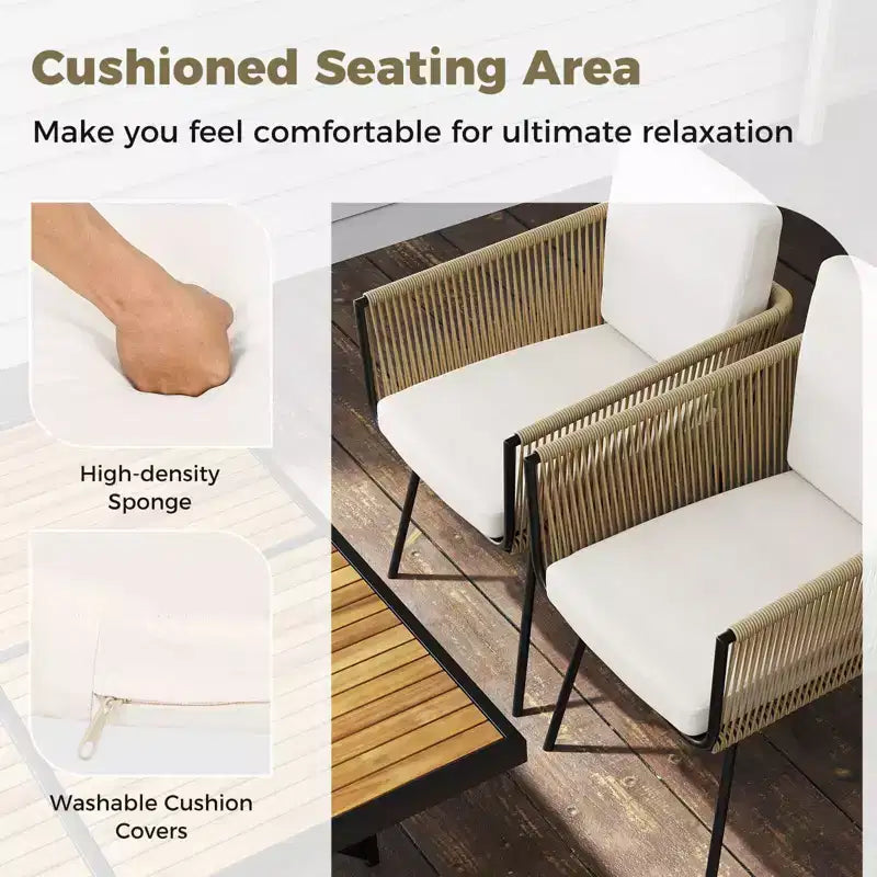 Costway 5-delige terrasdiningset met rechthoekige buitentafel en stoelen