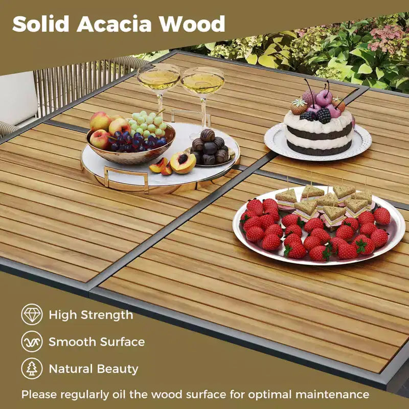 Costway 5-delige terrasdiningset met rechthoekige buitentafel en stoelen