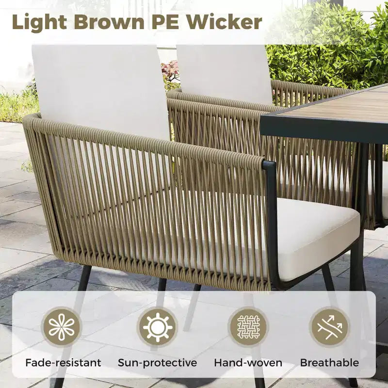 Costway 5-delige terrasdiningset met rechthoekige buitentafel en stoelen