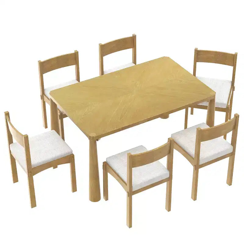 Whisen 7-Piece Retro Dining Set with Upholstered Chairs