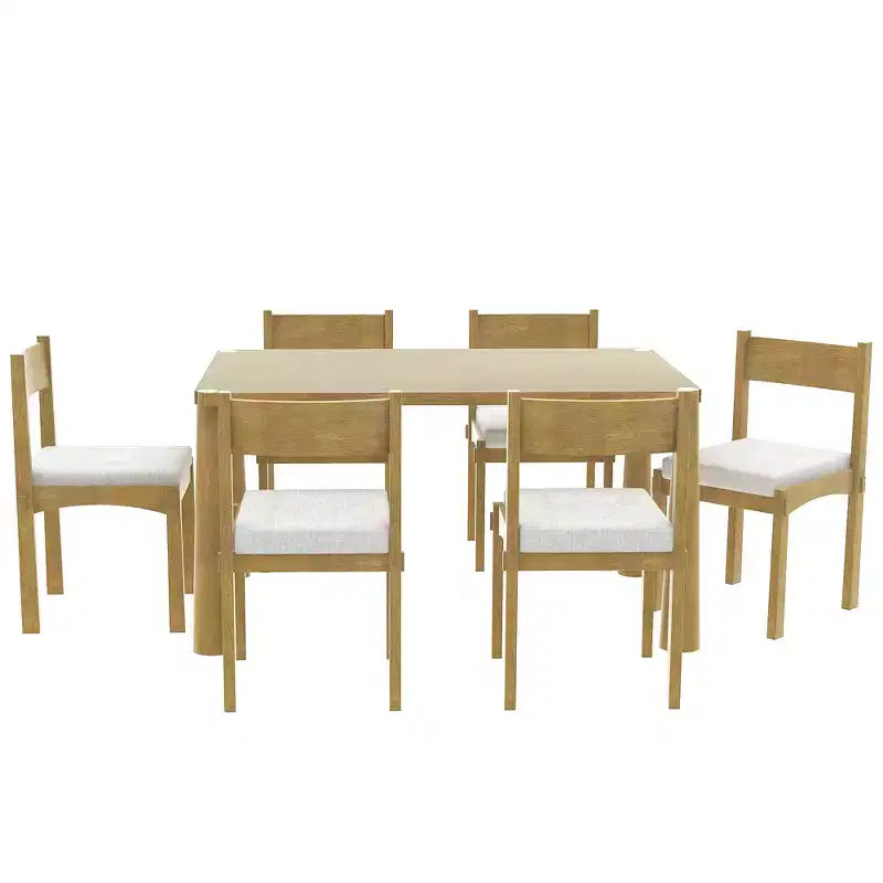 Whisen 7-Piece Retro Dining Set with Upholstered Chairs