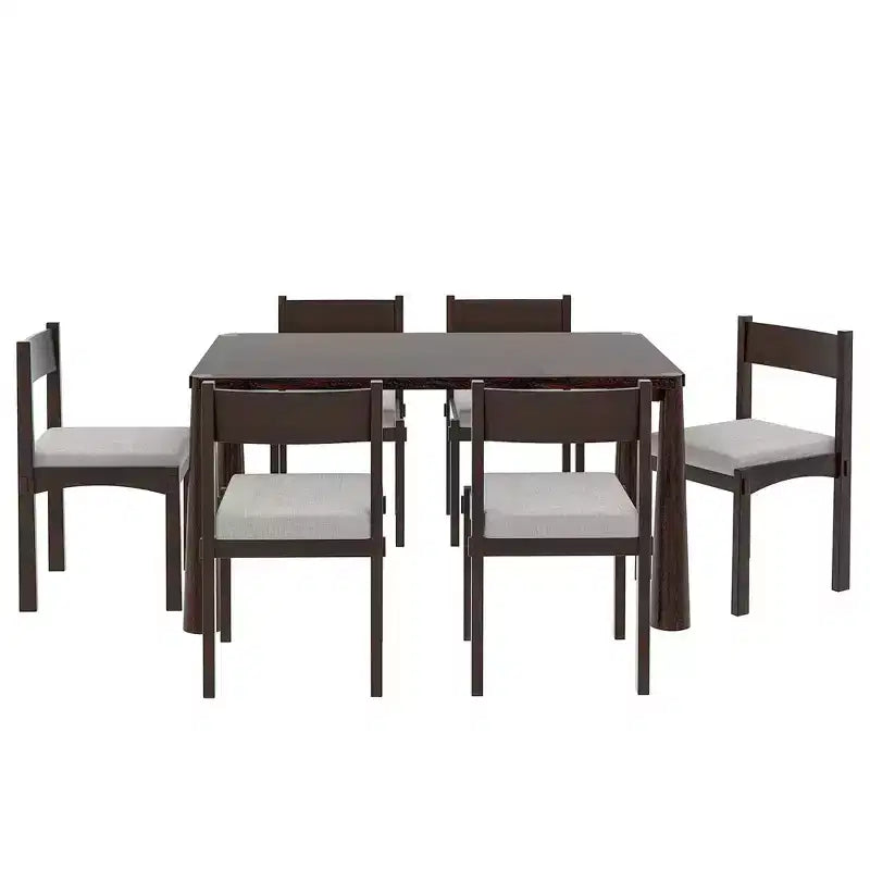 Whisen 7-Piece Retro Dining Set with Upholstered Chairs
