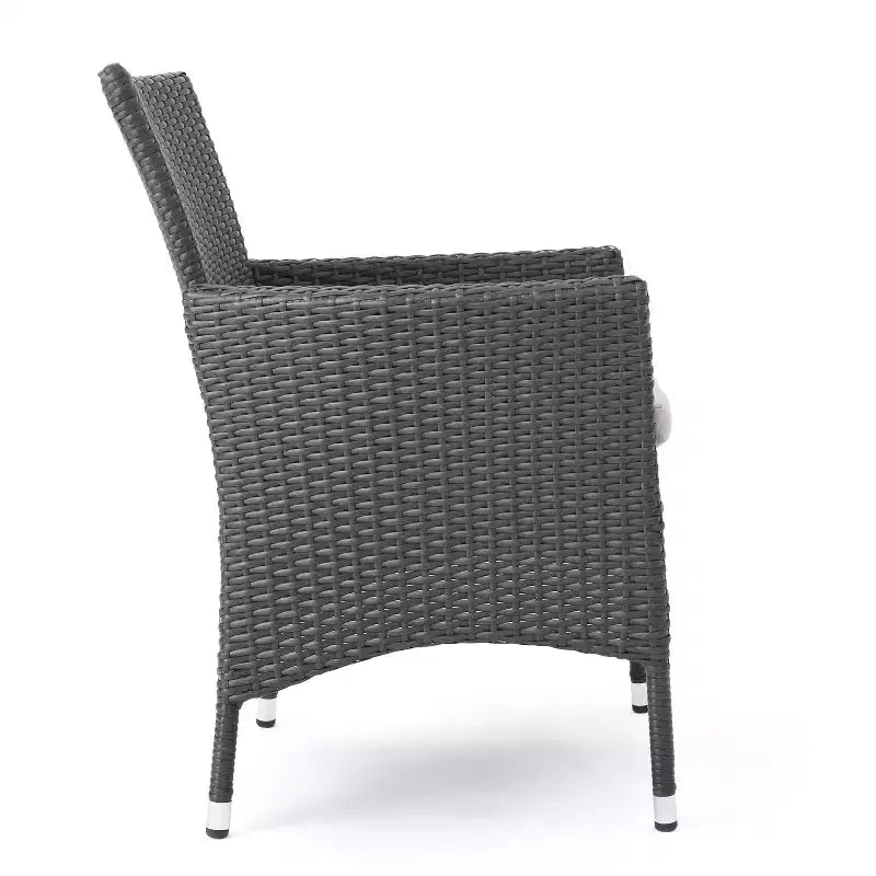 Juego de comedor exterior de 7 piezas Christopher Knight Home Moralis, de madera de acacia y mimbre, con cojín