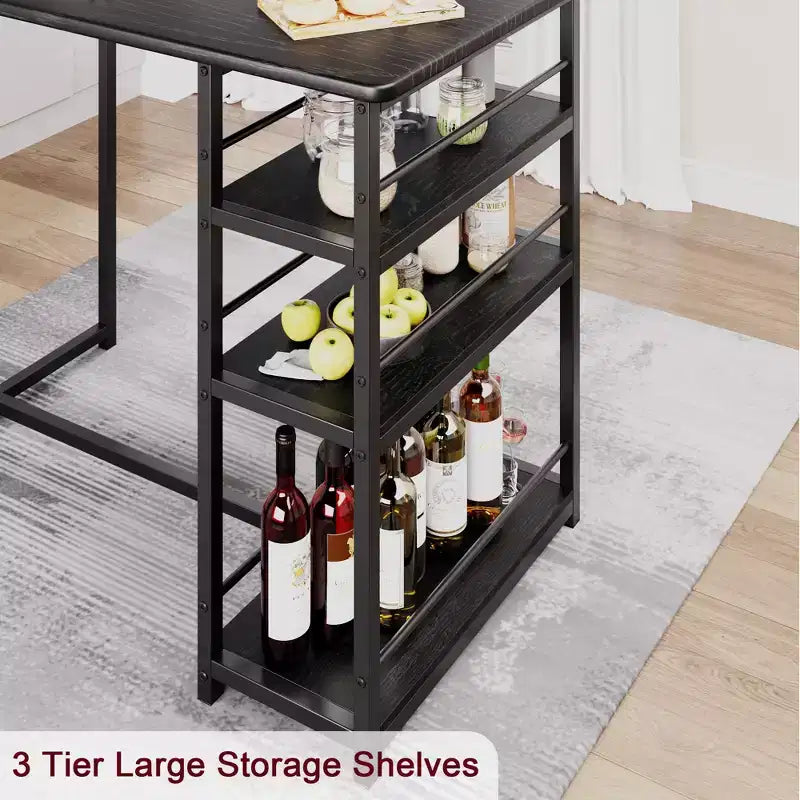 1 Dining Table & 2 High Chairs Bar Dining Set, Easy Assembly, Modern Compact Table Set for Kitchen Dining Room Small Space Home Furniture