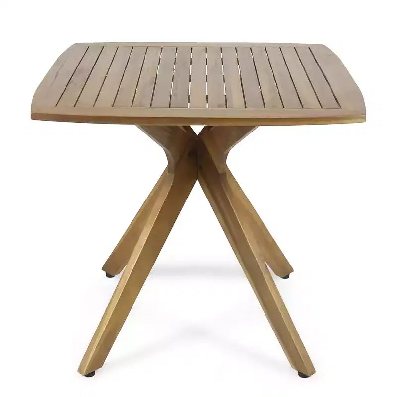 GDFStudio Tunica Açık Hava Akasya Ahşabı ve Hasır 5 Parçalı Yemek Seti