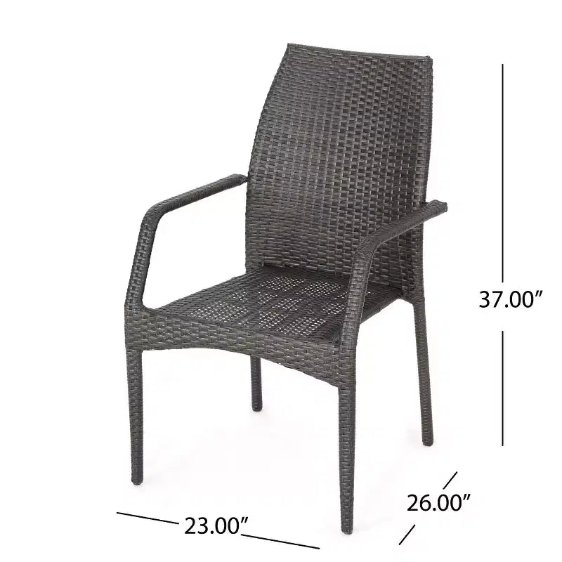 GDFStudio Rue: juego de comedor de 5 piezas para exterior, de mimbre y vidrio templado