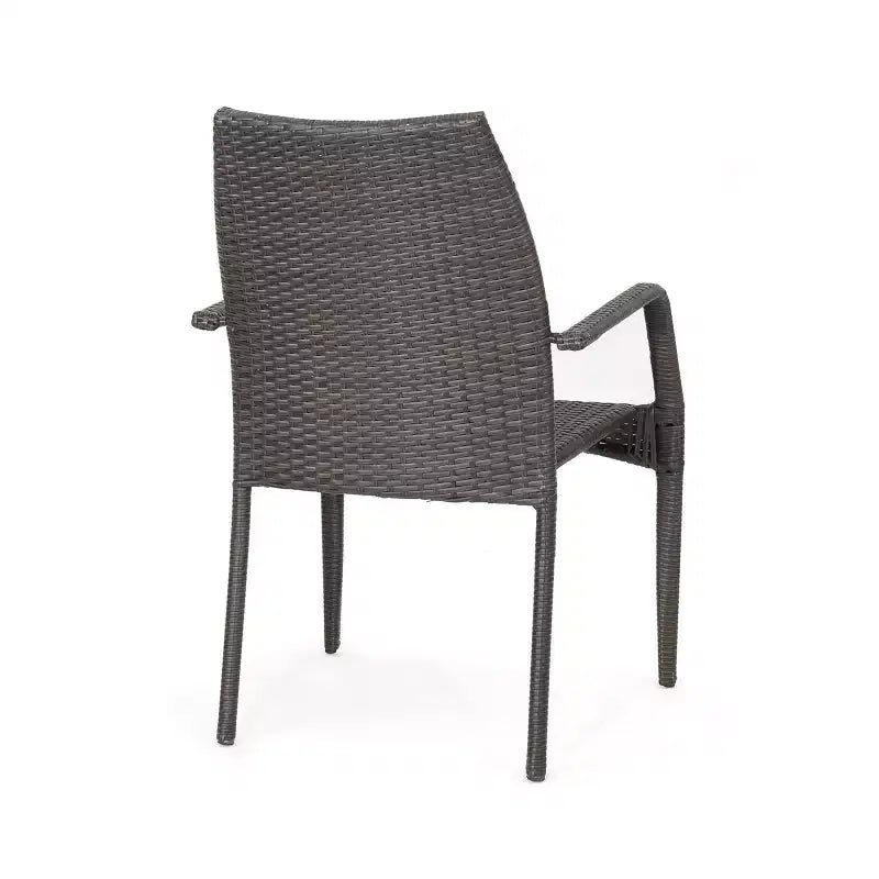 GDFStudio Rue: juego de comedor de 5 piezas para exterior, de mimbre y vidrio templado
