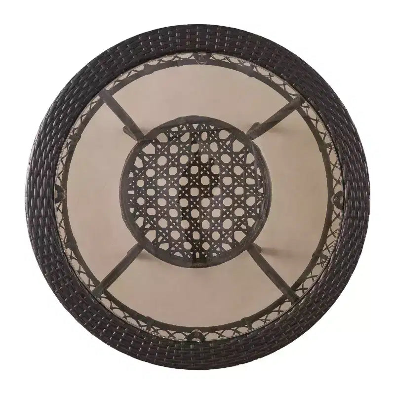 GDFStudio Rue: juego de comedor de 5 piezas para exterior, de mimbre y vidrio templado