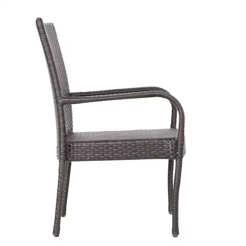 GDFStudio Slate 7-teiliges Outdoor-Rattan-Essset mit stapelbaren Stühlen