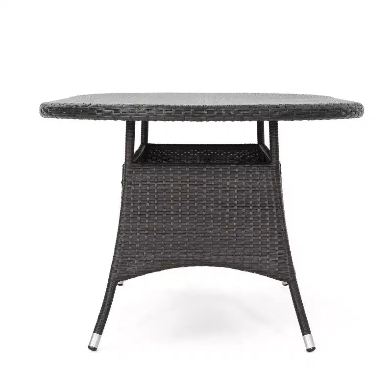 GDFStudio Slate 7-teiliges Outdoor-Rattan-Essset mit stapelbaren Stühlen