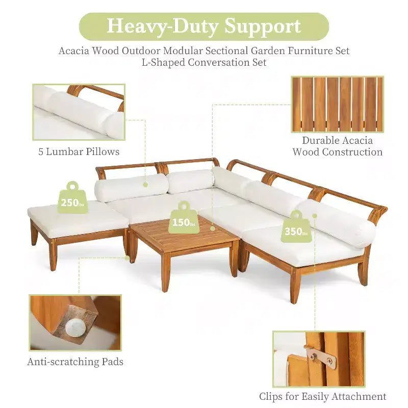 Whisen 6-Piece Patio Set with Daybed, Tea Table & Ottoman