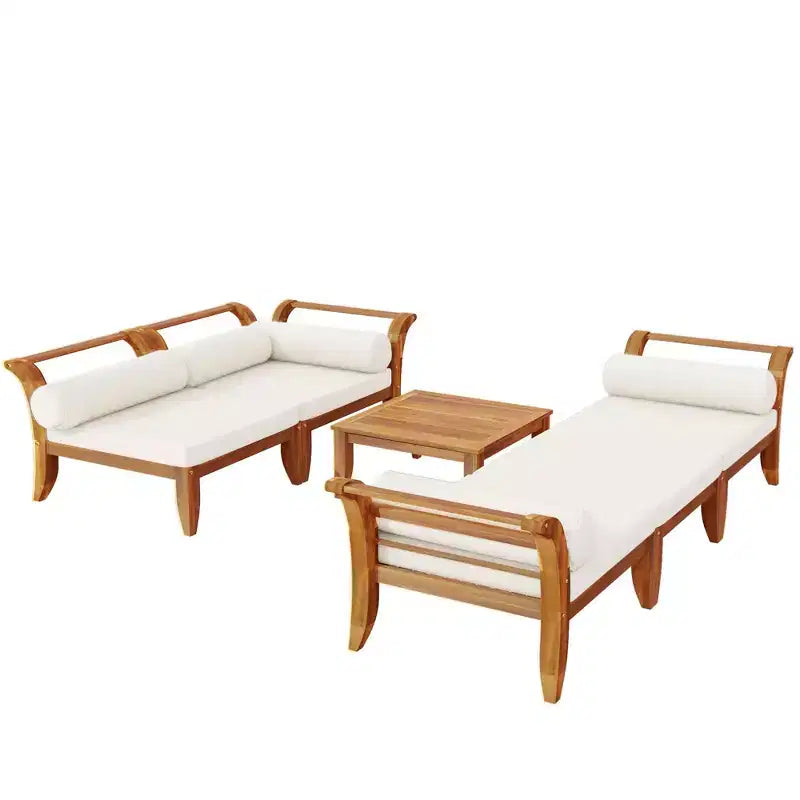 Whisen 6-Piece Patio Set with Daybed, Tea Table & Ottoman