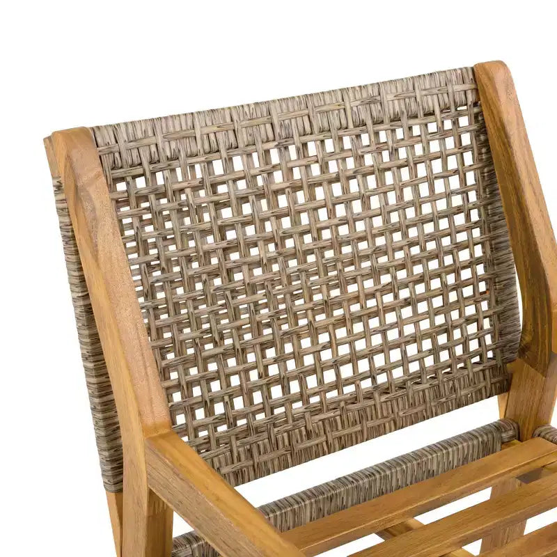 NAYSAYE matset för uteplatsen med matstolar i akaciaträ och konstrotting, med dynor, för trädgård och uteplats, brun och krämfärgad, 23.5*21.25*32