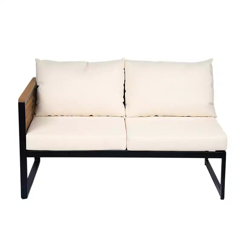Christopher Knight Home Faye Patio Acacia and Metal Upholstered Seating Set with Slat Design