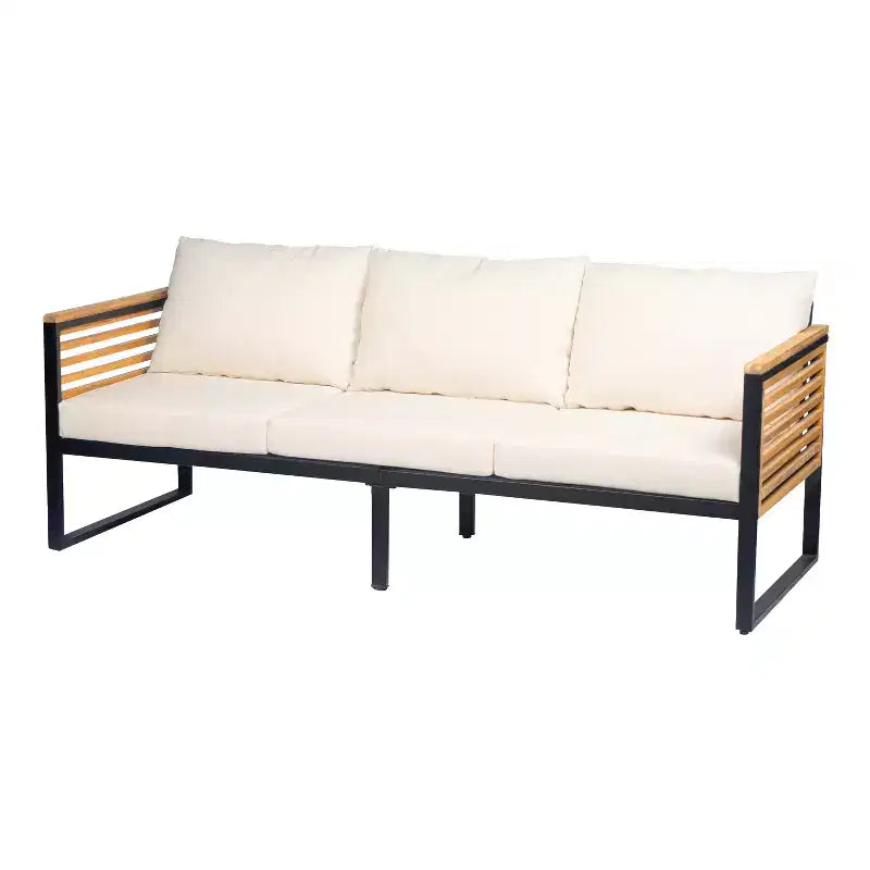 Christopher Knight Home Faye Patio Acacia and Metal Upholstered Seating Set with Slat Design