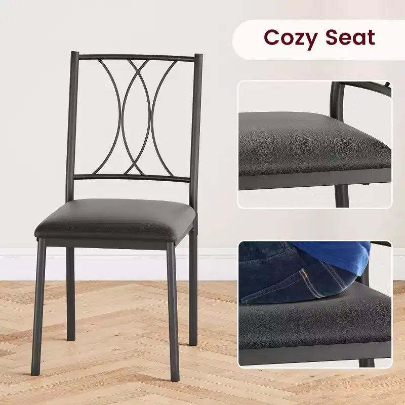 Acekool Square Dining Table Set for 2, 3-Piece Space Saving Kitchen Table and Upholstered Chairs, Small Apartment