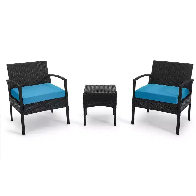 Probe Hues 3 Piece Rattan Seating Group with Cushions and Table