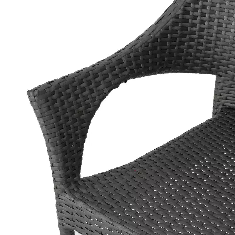 GDFStudio Brannt Outdoor Wicker 3 Piece Stacking Chair Chat Set