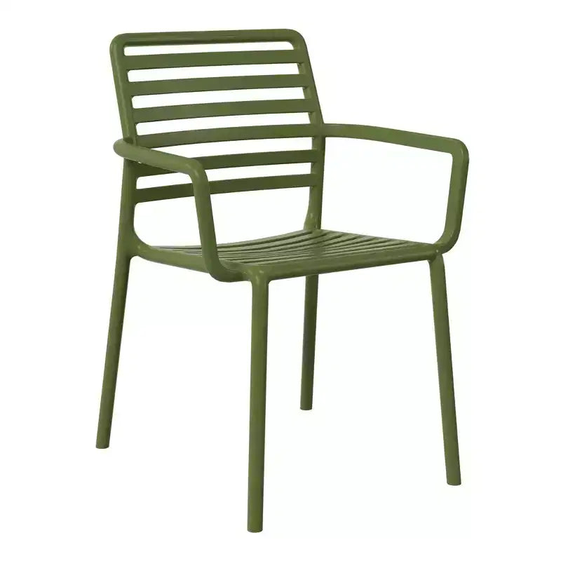 Conjunto de mesa de comedor de patio de metal para interior y exterior WestinTrends Playa de 5 piezas con sillas de brazos de plástico apilables