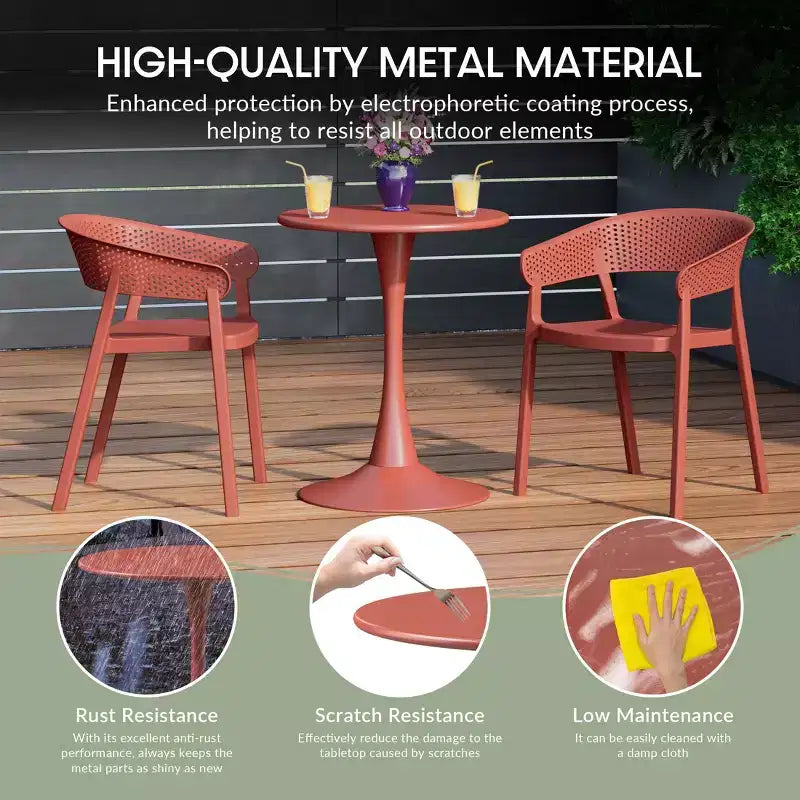 Conjunto de mesa de comedor de patio de metal para interior y exterior WestinTrends Playa de 5 piezas con sillas de brazos de plástico apilables