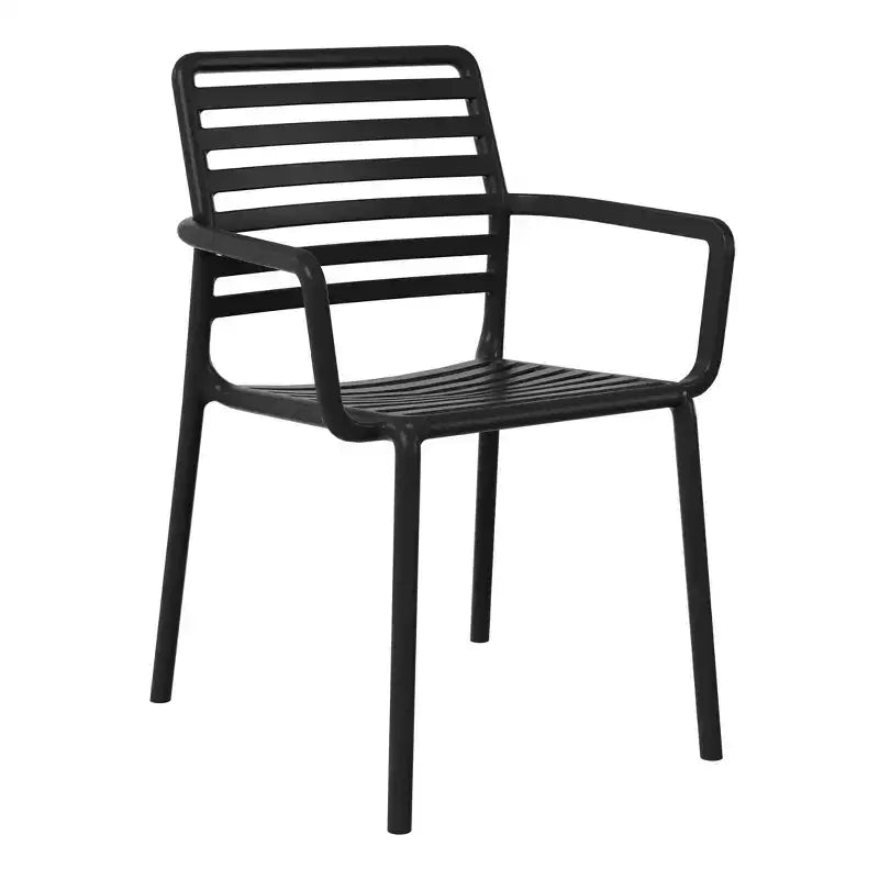 Conjunto de mesa de comedor de patio de metal para interior y exterior WestinTrends Playa de 5 piezas con sillas de brazos de plástico apilables