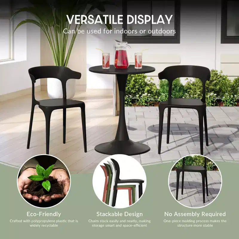 Juego de comedor de patio exterior de metal WestinTrends Playa de 5 piezas con sillas de patio apilables