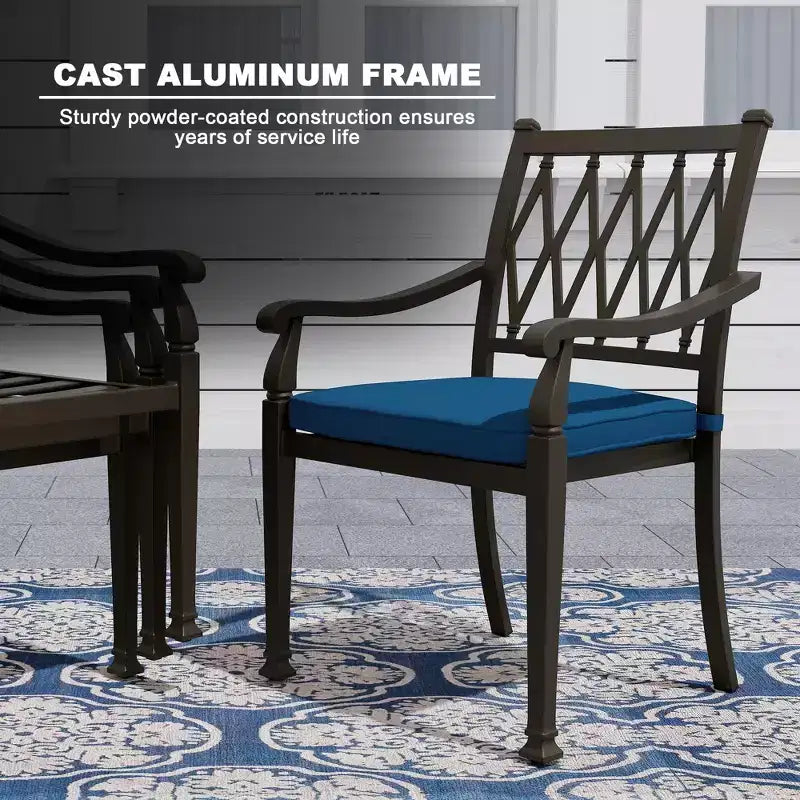 Conjunto de comedor exterior redondo de aluminio fundido de 5 piezas Mondawe con 4 sillas de comedor