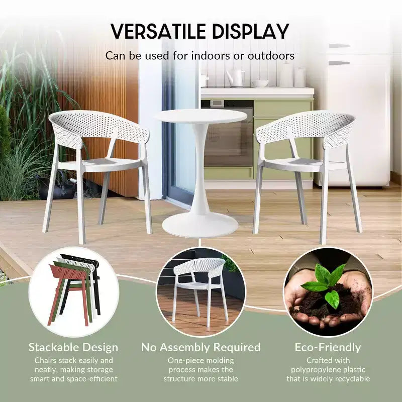 Juego de patio de 5 piezas WestinTrends Playa con mesa cuadrada de comedor con estructura metálica y sillas apilables para patio