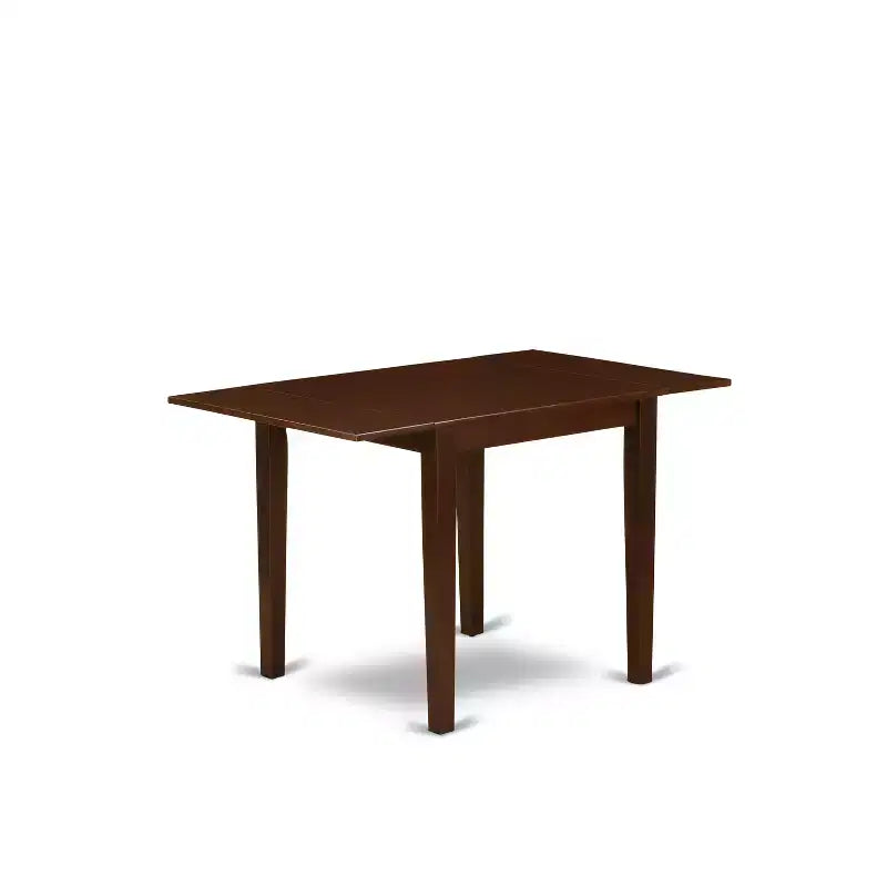 HomeStock Belmont 5-delige houten eetkamerset met een uitschuifbare tafel en 4 moderne eetkamerstoelen met linnen stoffen zitting, mahoniefinish