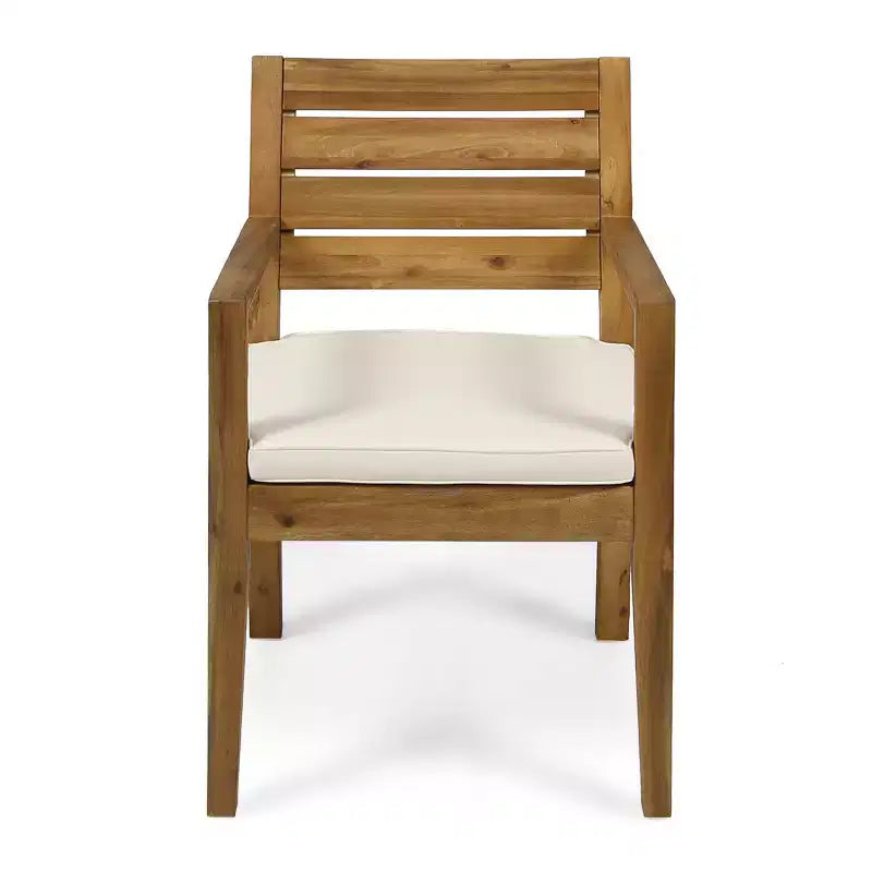 Set da pranzo rustico da esterno Christopher Knight Home Miranda, 6 pezzi, in rattan e legno di acacia con doghe, con cuscini