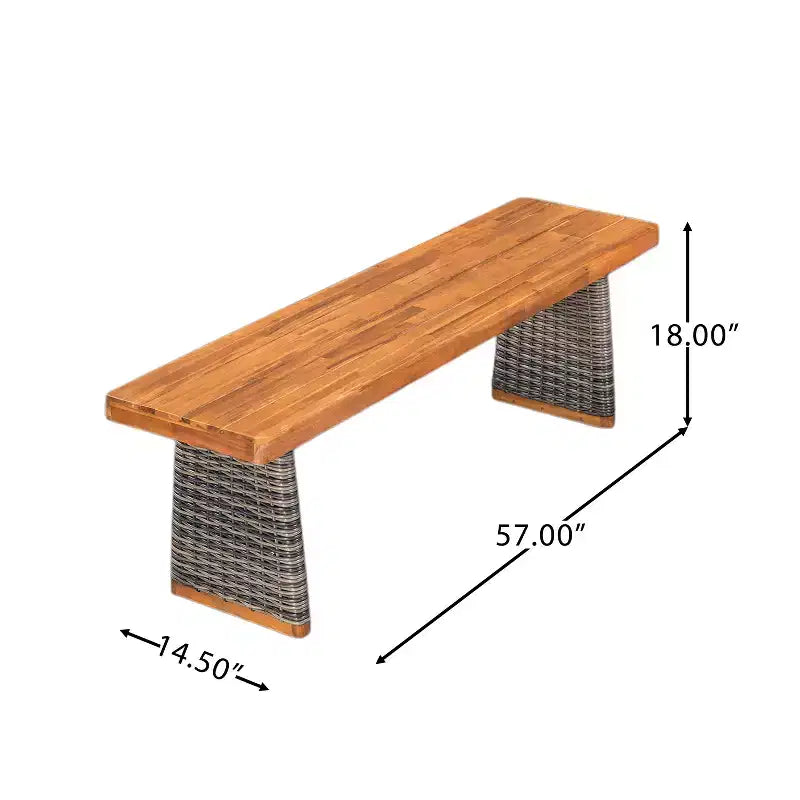 Set da pranzo rustico da esterno Christopher Knight Home Miranda, 6 pezzi, in rattan e legno di acacia con doghe, con cuscini