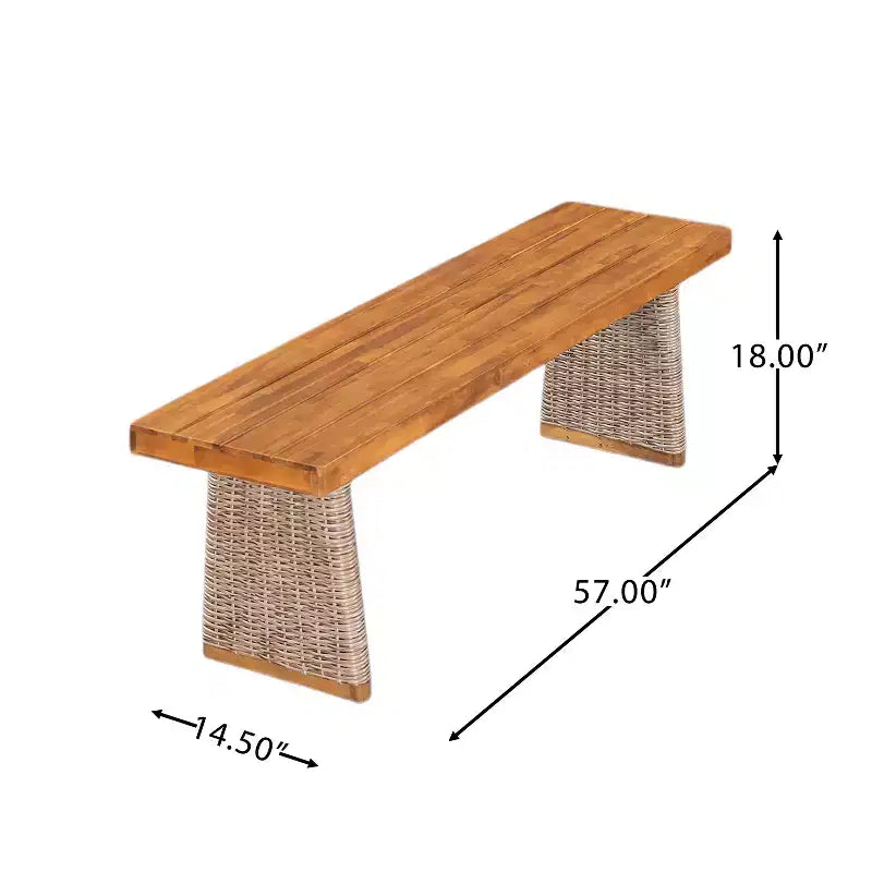 Set da pranzo rustico da esterno Christopher Knight Home Miranda, 6 pezzi, in rattan e legno di acacia con doghe, con cuscini