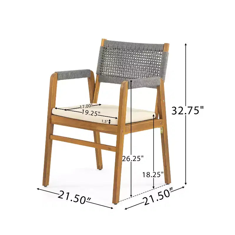 Conjunto de comedor rústico de exterior de 7 piezas Christopher Knight Home Francesca, con cuerda tejida, madera de acacia y mesa de listones de ratán