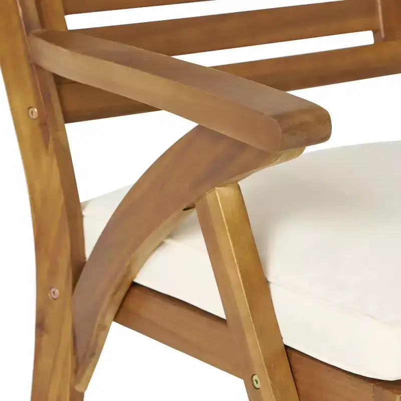 Christopher Knight Home Diana rustikales 7-teiliges Ess-Set aus Rattan und Akazienholz mit Lamellen für den Außenbereich, inklusive Polstern