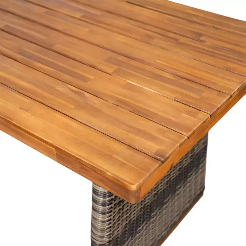 Christopher Knight Home Diana rustikales 7-teiliges Ess-Set aus Rattan und Akazienholz mit Lamellen für den Außenbereich, inklusive Polstern