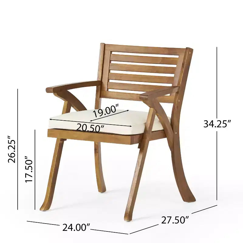 Christopher Knight Home Diana rustikales 7-teiliges Ess-Set aus Rattan und Akazienholz mit Lamellen für den Außenbereich, inklusive Polstern