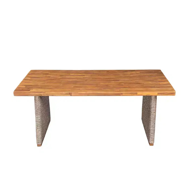Christopher Knight Home Diana rustikales 7-teiliges Ess-Set aus Rattan und Akazienholz mit Lamellen für den Außenbereich, inklusive Polstern