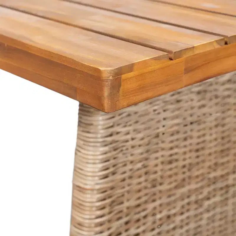 Christopher Knight Home Diana rustikales 7-teiliges Ess-Set aus Rattan und Akazienholz mit Lamellen für den Außenbereich, inklusive Polstern