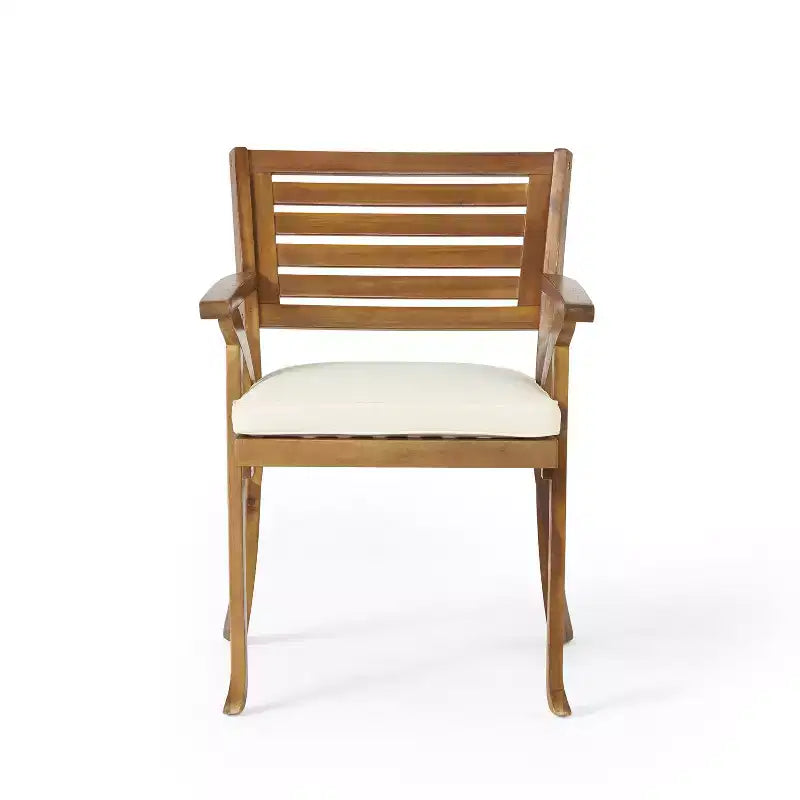 Christopher Knight Home Diana rustikales 7-teiliges Ess-Set aus Rattan und Akazienholz mit Lamellen für den Außenbereich, inklusive Polstern
