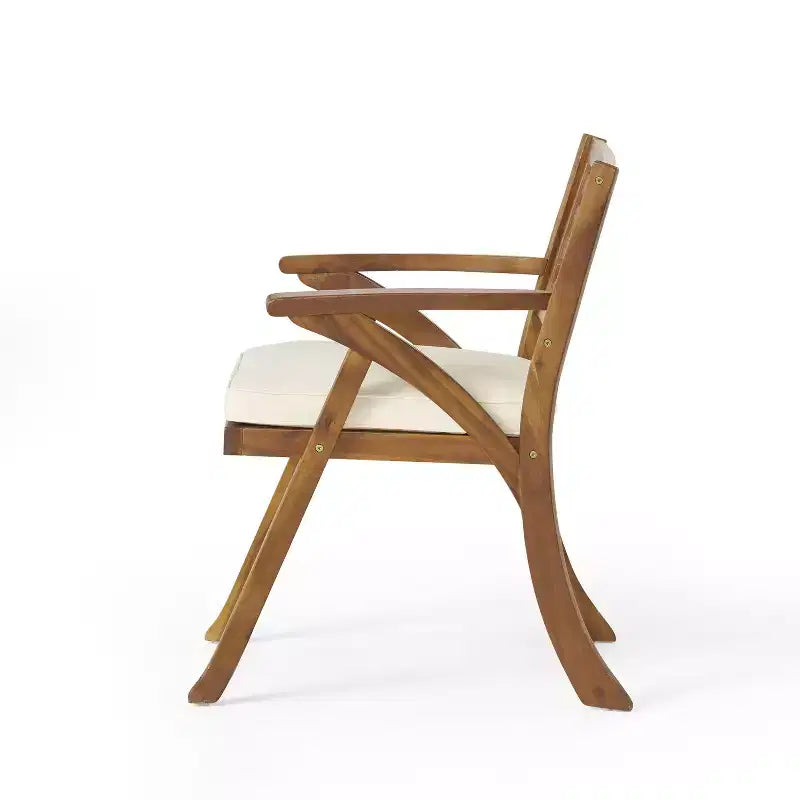 Christopher Knight Home Clara rustikales 6-teiliges Esszimmer-Set aus Rattan mit Lamellen und Akazienholz für den Außenbereich, mit Polstern