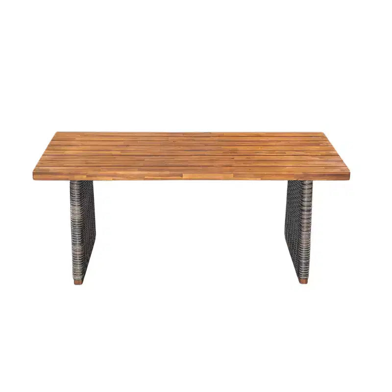 Christopher Knight Home Clara rustikales 6-teiliges Esszimmer-Set aus Rattan mit Lamellen und Akazienholz für den Außenbereich, mit Polstern
