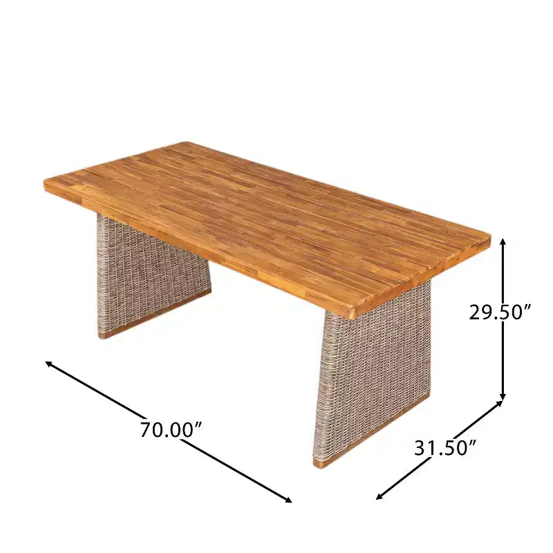 Christopher Knight Home Clara rustikales 6-teiliges Esszimmer-Set aus Rattan mit Lamellen und Akazienholz für den Außenbereich, mit Polstern