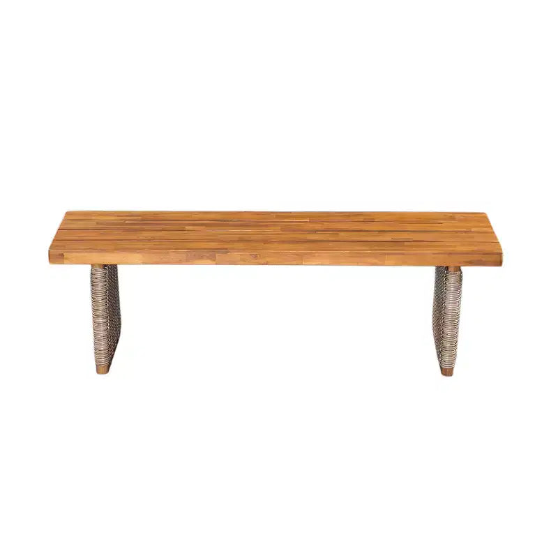 Christopher Knight Home Clara rustikales 6-teiliges Esszimmer-Set aus Rattan mit Lamellen und Akazienholz für den Außenbereich, mit Polstern