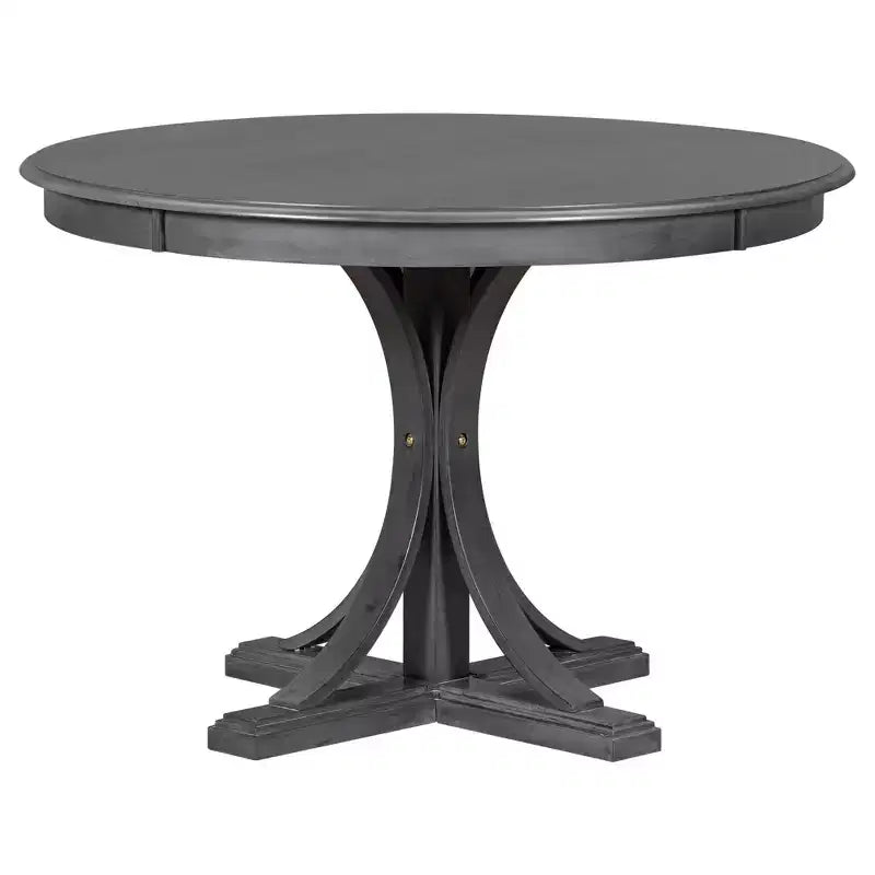 Round Dining Table Set for 4, 5 Pieces Retro Kitchen Table Set with 4 Upholstered Chairs