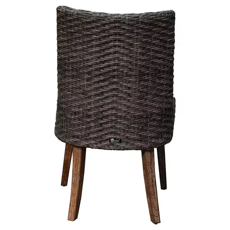 Conjunto de comedor Courtyard Casual Bermuda de 5 piezas, de teca FSC, con mesa redonda de comedor de 48 con patas en forma de bandera; incluye una mesa redonda de comedor de 48 y cuatro sillas de comedor