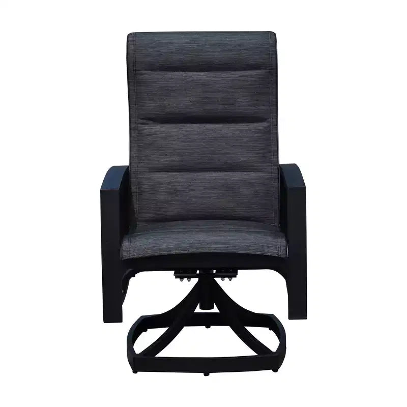 Courtyard Casual Santorini 5-delige ronde eetset met draaibare slingstoelen, diameter 48, inclusief één ronde tafel en vier gewatteerde draaistoelen