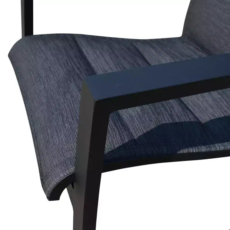 Courtyard Casual Santorini 5-delige ronde eetset met draaibare slingstoelen, diameter 48, inclusief één ronde tafel en vier gewatteerde draaistoelen