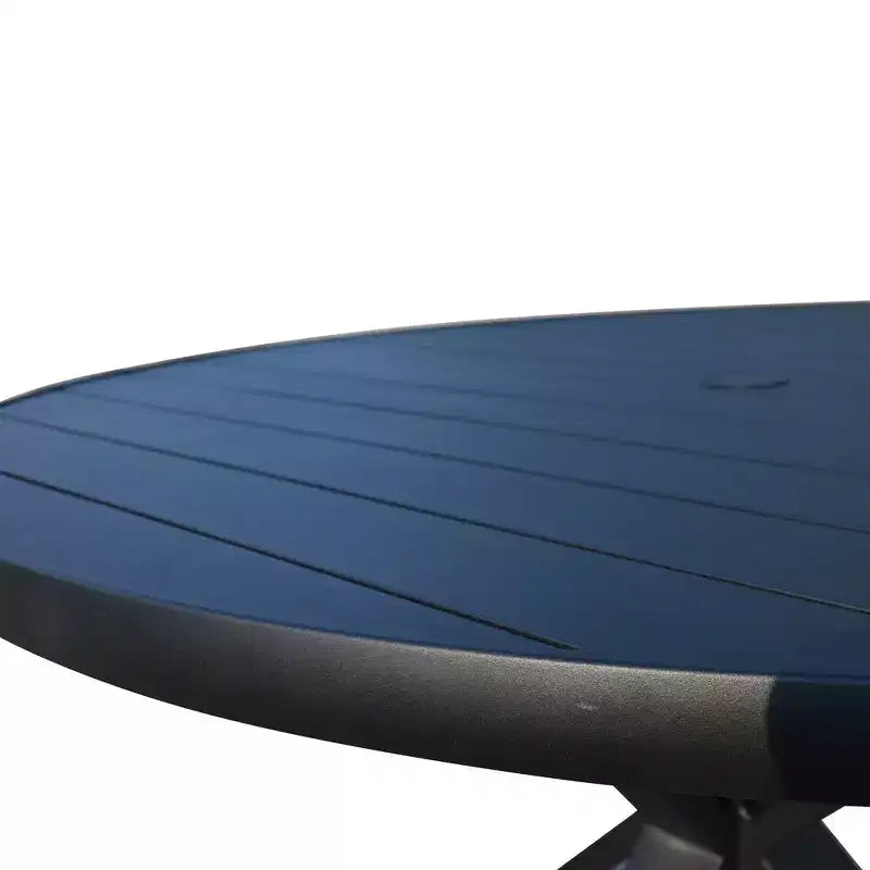 Courtyard Casual Santorini 5-delige ronde eetset met draaibare slingstoelen, diameter 48, inclusief één ronde tafel en vier gewatteerde draaistoelen