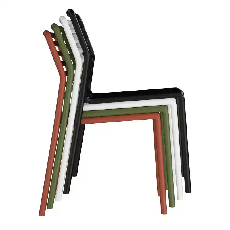 Conjunto de mesa de comedor rectangular de metal para patio de 7 piezas WestinTrends Playa, con sillas de comedor de plástico apilables para 6 personas