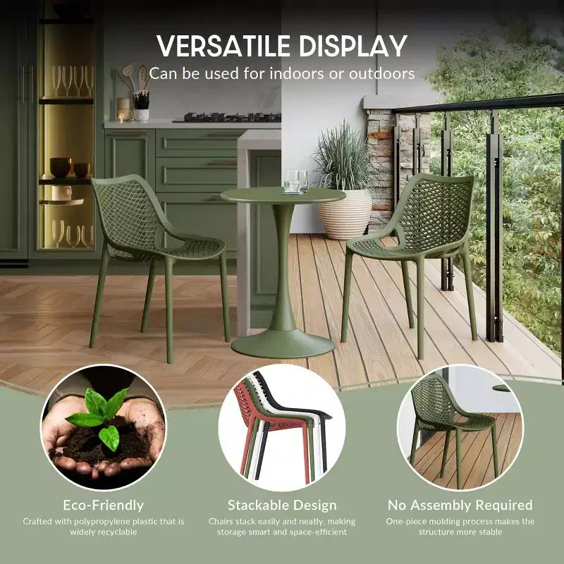 Conjunto de mesa de comedor cuadrada para patio de 5 piezas Playa de WestinTrends con sillas de comedor apilables para patio